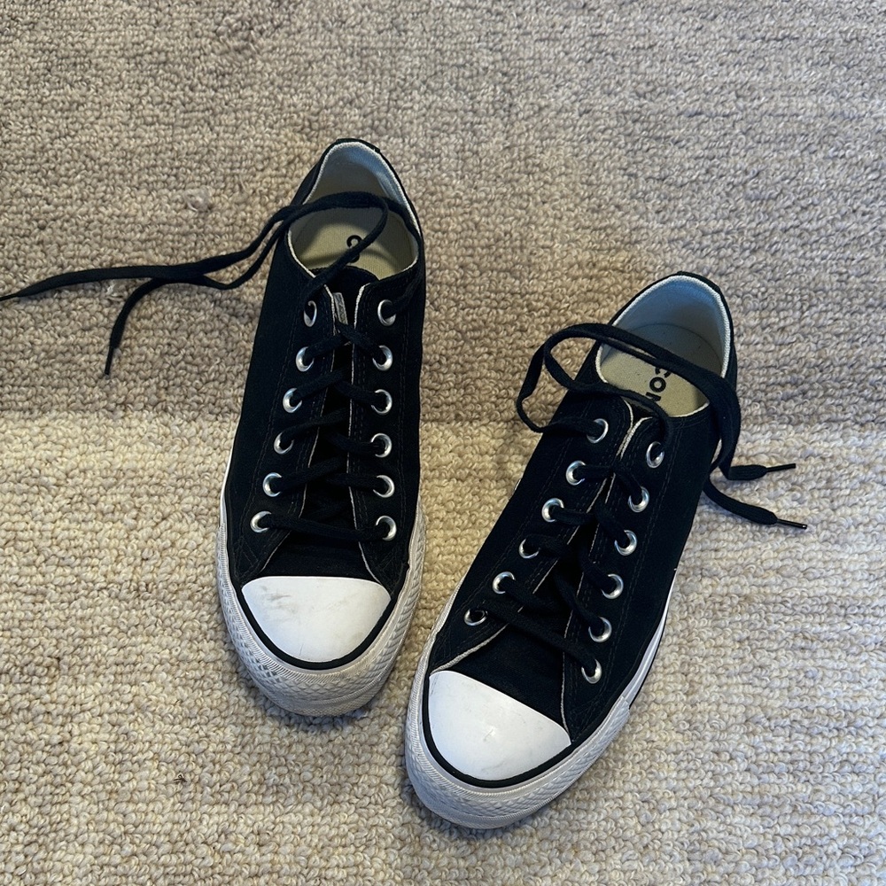 Black Platform Canvas Converse - image 1